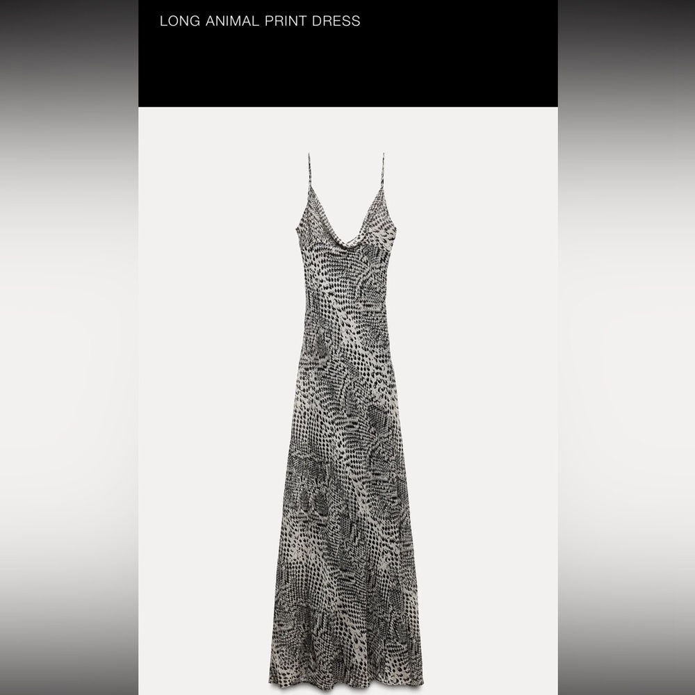Zara Elegant Black and White Animal Print Dress